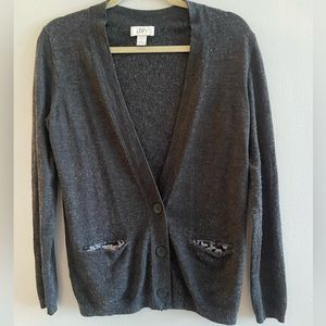 Loft Gray Merino Wool Cardigan Size Large